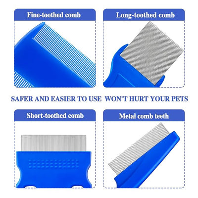 6 Pcs Flea Lice Comb,Stainless Steel Tear Stain Remover,Professional dog eye comb, Flea and Tick Combs for Dogs & Cats, Fine Tooth Dog Comb for Grooming