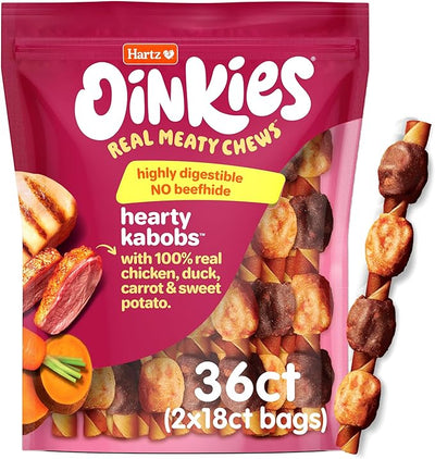 Oinkies Hearty Kabobs Rawhide‑Free Dog Treats, 36 Count