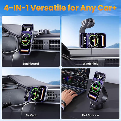 Upgrade [for Qi2.2-Certified] 25W for MagSafe Wireless Car Charger Mount, 2XFast Charging[90+LBS Safe Suction] Magnetic Phone Holder Dashboard Windshield for iPhone 17/16/15/14/13/12 Pro Max,Inky