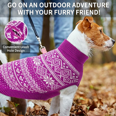 HOMIMP Dog Sweater Argyle - Warm Sweater Winter Clothes Puppy Soft Coat, Ugly Dog Sweater for Small Medium and Large Dogs, Pet Clothing Boy Girl, Purple L