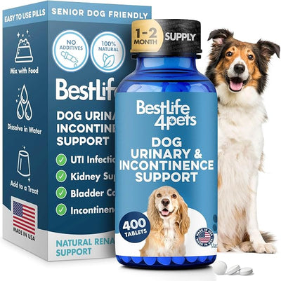 Dog UTI Treatment & Kidney Health Formula – Natural Dog Urinary Tract Supplements to Manage Urine Frequency & Leaks – Bladder Control Support for Urinary Incontinence & Renal Health – 400 Tiny Pills