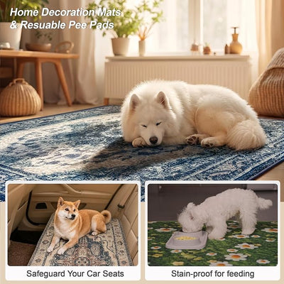 Washable Pee Pads for Dogs, Reusable Puppy Potty Training Pads, Ultra-Absorbent Thick Waterproof Leak-Proof Non-Slip Pads & Mat for Crate, Playpen, Floor, Whelping & Housebreaking , 2 Pack 54"x54"