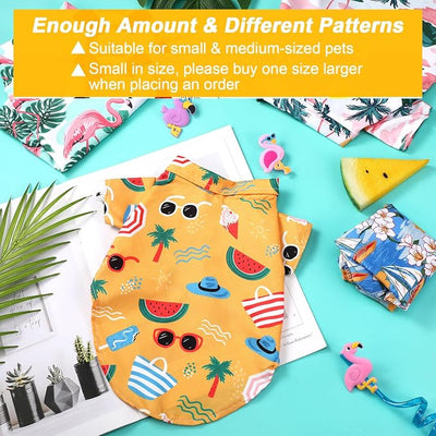 Weewooday 4 Pieces Small Pet Summer T-Shirts Hawaii Style Floral Pet Dog Shirt Breathable Cool Clothes Beach Seaside Puppy Sweatshirt for Puppy(Lovely Style,X-Small)