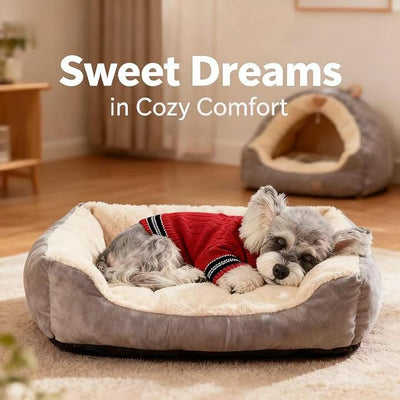 2Pack Small/Medium Dog Sweater, Warm Dog Winter Coat w/Sleeves, Comfortable High Neck & Leash Hole, Premium Dog Clothes for Schnauzer-Best for Holidays, Daily Walks M Bright Red & White