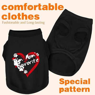 Discover Cozy Sleeveless Canine Wear: Soft, Lightweight, and Breathable Cotton Dog Shirt Featuring Heart and Paw Graphics. Vest Tank Top is Ideal for Small, Medium, and Large Breeds Black M