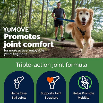 YuMOVE Dog Hip & Joint Supplement, Regular or Advanced Strength - ActivEase Green Lipped Mussel, Glucosamine, Hyaluronic Acid & Omega 3 - Chewable Tablets (60ct Chewable Tablets, Advanced Strength)
