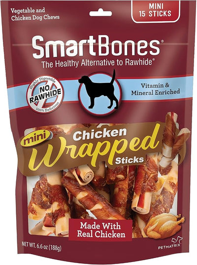 SmartBones Chicken-Wrapped Sticks, Treat Your Dog to a Rawhide-Free Chew Made with Real Chicken and Vegetables 6.6 Ounce (pack of 24)