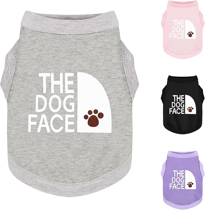 Personality Canine Attire: Soft, Lightweight Cotton Dog Clothes with 'The Dog Face' Print. Small and Medium Breeds, Perfect for Everyday Wear, Comfortable and Breathable Dog Shirt Grey 4XL