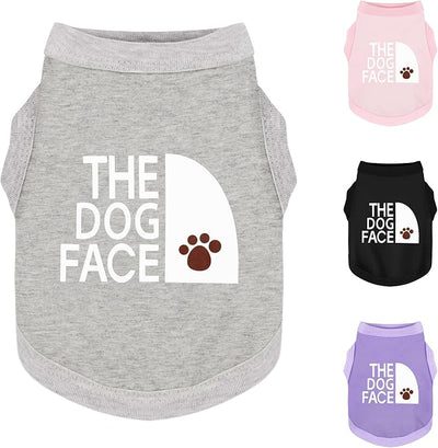 Personality Canine Attire: Soft, Lightweight Cotton Dog Clothes with 'The Dog Face' Print. Small and Medium Breeds, Perfect for Everyday Wear, Comfortable and Breathable Dog Shirt Grey S