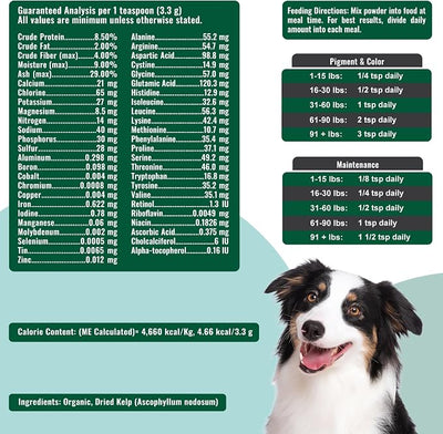 Dogzymes Organic Norwegian Kelp for Pets, a Valuable Nutrition Source Rich in Iodine to Support Gland Function, Especially The Thyroid (6 Pound)