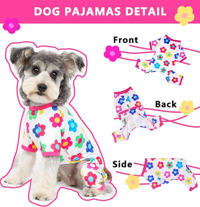 Dog Pajamas Spring Summer Dog Clothes for Small Medium Dogs Girl Boy Cute Soft Puppy Pjs Clothes Doggie Onesies Cat Pet Jammies Outfit (Rose,2XL)