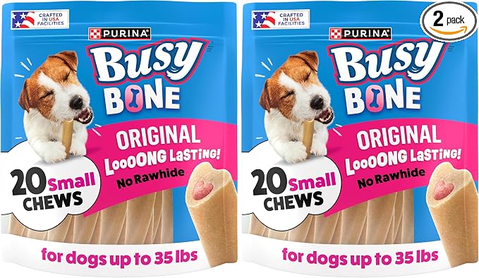 Purina Busy Made in USA Facilities Small Breed Dog Bones, Mini - 20 ct. Pouch (Pack of 2)