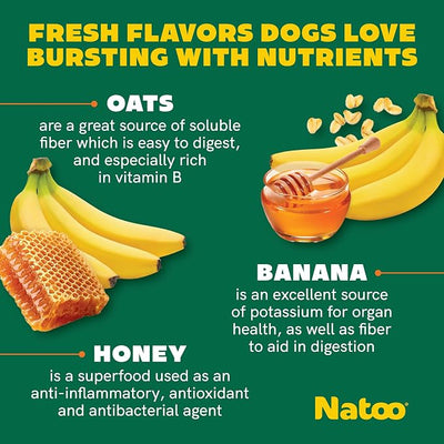 NATOO Dog Treats for Large Breed, Oats Banana and Honey, 8oz | Crunchy Biscuits, Rich in Omega 6, Prebiotics and Fiber, Antioxidants for Immunity, Natural