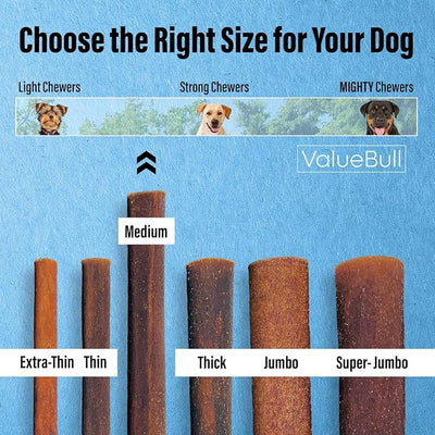 ValueBull Collagen Sticks for Dogs, 6 Inch Medium Chews, Natural Long-Lasting Dog Treats, 100 Count Bulk Pack - Supports Joints, Skin & Coat with Chondroitin & Glucosamine