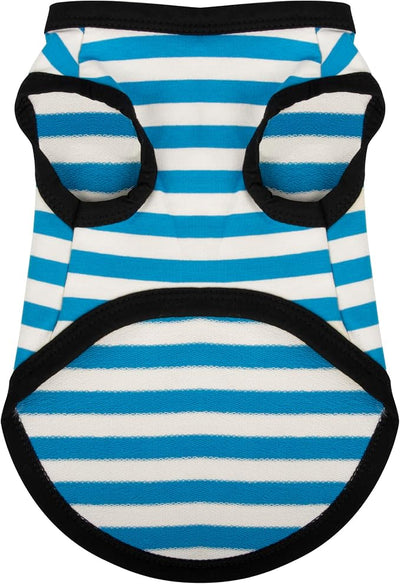Paiaite Dog Striped Shirt Happy Color Cotton Sleeveless Puppy Shirts Breathable Pet Apparel Tank Top Colorful Puppy Sweatshirt Clothes for Small Medium Dogs Blue S
