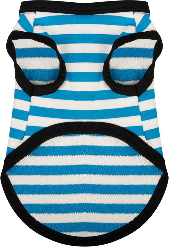 Paiaite Dog Striped Shirt Happy Color Cotton Sleeveless Puppy Pet Shirts Breathable Apparel Tank Top Colorful Puppy Sweatshirt Clothes for Small Medium Dogs Blue 4XL