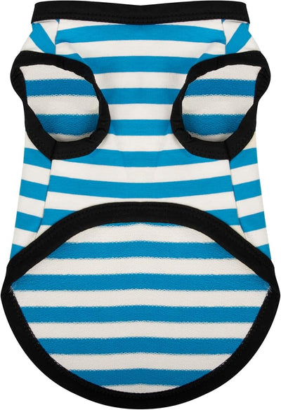 Paiaite Striped Dog Shirt Happy Color Cotton Sleeveless Puppy Shirts Breathable Pet Apparel Tank Top Colorful Puppy Sweatshirt Clothes for Small Medium Dogs Blue XXS