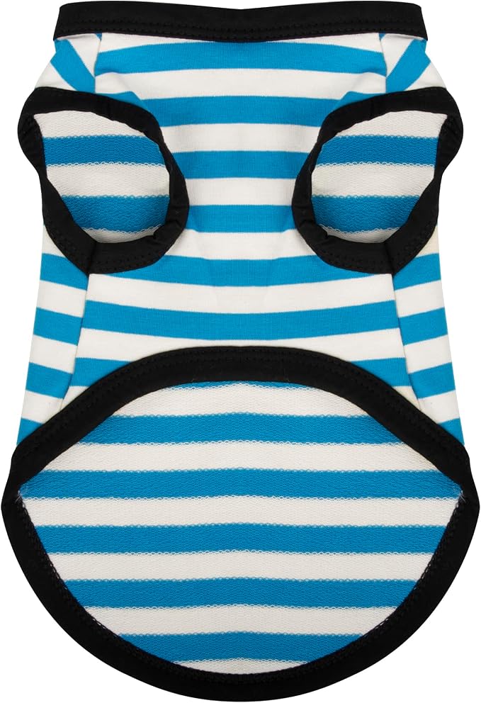 Paiaite Dog Striped Shirt Happy Color Cotton Sleeveless Puppy Shirts Breathable Pet Apparel Tank Top Colorful Puppy Sweatshirt Clothes for Small Medium Dogs Blue L