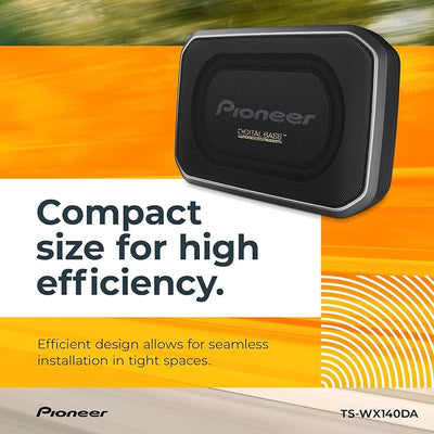 Pioneer TS-WX140DA 8” x 5-1/4” Compact Active Subwoofer with Built in Amplifier, 170 Watts Max Power, EV Optimized Sub, 3 Listening Modes – Deep, Dynamic and Natural for Enhanced Car Audio