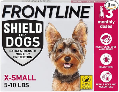 FRONTLINE Shield Flea & Tick Treatment for X-Small Dogs 5-10 lbs., Count of 3
