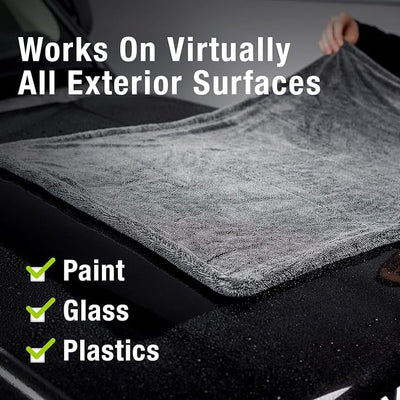 ExoForma Mega Car Drying Towel - Holds Up to 9 lbs, No Streaks, Scratches, or Water Spots | 1200 GSM Microfiber Double Twist Pile & Edgeless Design, 1 Quick & Effortless Dry - 24” x 36”