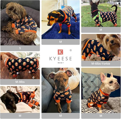 KYEESE Halloween Dog Pajamas for Small Dogs Boy Girl Adorable Pumpkin Dog Pjs Festival Pet Onesie Stretchable Doggy Clothes 4 Legs Doggie Jammies Halloween Costumes,Medium