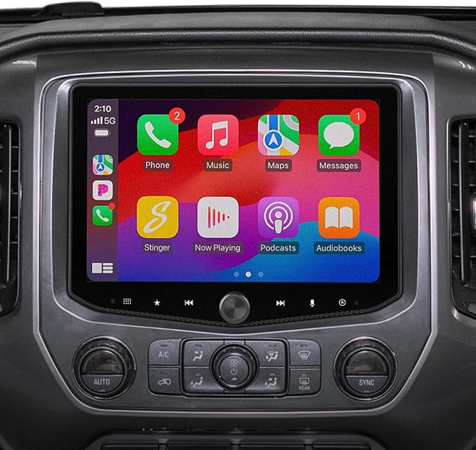 Stinger HEIGH10+ Silverado/Sierra (2014-18) 10.1” HD Touchscreen Car Stereo, Wireless Apple CarPlay/Android Auto Radio, Bluetooth Receiver Head Unit, GPS, Vehicle Info Gauges, Audio EQ, Camera Inputs