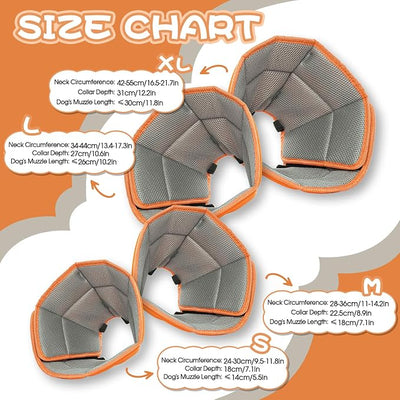 Allroaring Adjustable Dog Cone for Spay, Comfy Recovery Collar Orange XL | Breathable & Lightweight; Soft Fabric; Wound Healing & Stitches; Chewing Deterrent; Foldable; Extra Long; Protect Furniture