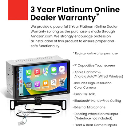 BOSS Audio Systems Elite BE920WCPA-C Car Stereo – Wireless Apple CarPlay & Android Auto, Double Din, 7 Inch Touchscreen, Bluetooth, No CD DVD Player, AM/FM Radio Receiver, USB, Backup Camera