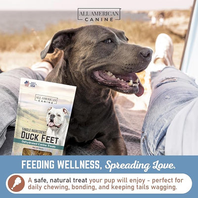 All American Canine 10 Natural Duck Feet Dog Treats– Single Ingredient, Dehydrated & Digestible – Crunchy, Low-Fat, High-Protein Chew for Joint Support & Dental Health – Made in USA