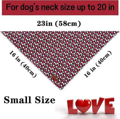 Unique Style pawsValentine's Day Dog Bandanas Cotton Black & Red Gothic Love Style Triangle Dog Scarfs for Small Medium Large & Boys Girls Dogs-S