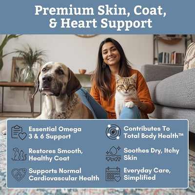 Wholistic Pet Organics Salmon Oil: Deep Sea Wild Alaskan Salmon Oil for Dogs - Omega 3 Dog Fish Oil with EPA and DHA for Skin, Coat, Heart and Nervous System Health (100 Capsules)