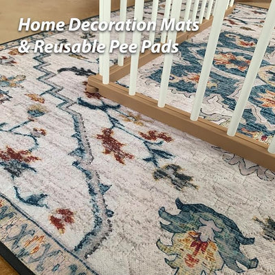nunubaby Washable Pee Pads for Dogs, Stylish, Non-Slip and Leak-Proof Pee Pads. Reusable Potty Pads for Dogs for Crates and Floors.(Beige/Floral, 31" x36" )