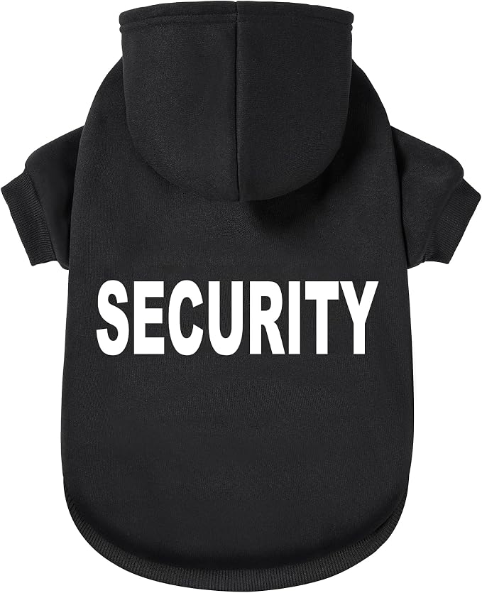 Security Dog Hoodie - Soft & Warm Dog Sweater with Leash Hole Design for Dog Cat,Dog Clothes Pullover Hoodies for Christmas, Holidays and Daily Wear (Black (Security), Medium)