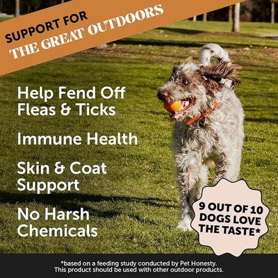 Outdoor Defense Natural Flea and Tick Prevention for Dogs Supplement - Dog Chews to Deter Seasonal Pests with Garlic, Apple Cider Vinegar, Coconut Oil and Brewer's Yeast (Hickory Bacon, 90 Ct)
