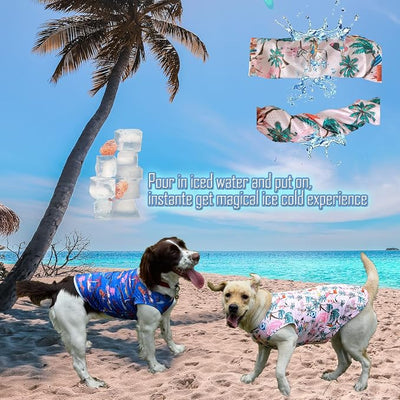 Dog Cooling Shirts, Medium Dog ShirtsDog Clothes for Boy Girl Dogs, Dogs Cooling T-Shirts for Pug, Pitbulls, Dog Summer Shirts Hawaiian, M, 2 Pcs