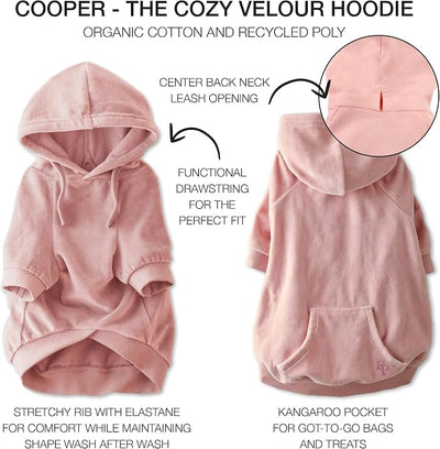 Pet Passion Cooper II Organic Cotton Velour Dog Hoodie Pet Coat for Small, Medium and Large Dogs, Pink, XX-Large (70-110 lbs)