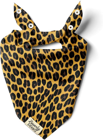 Snap-On Dog Bandana for Small Medium Large Pets, Dogs Cats Adjustable Handkerchief Scarf for Girl & Boy, Funny Cute Puppy Apparel & Accessories (Cheetah, X-Large)