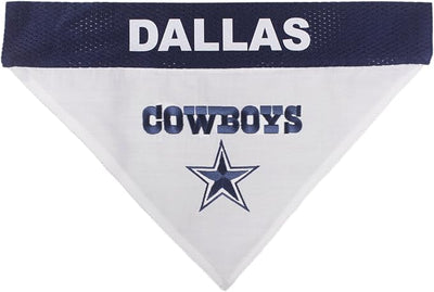 Pets First NFL DOG BANDANA - DALLAS COWBOYS REVERSIBLE PET BANDANA. 2 Sided Sports Bandana with a PREMIUM Embroidery TEAM LOGO, Small/Medium. - 2 Sizes & 32 NFL Teams available, DAL-3217-S-M