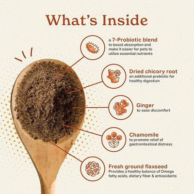 The Missing Link Digestion Superfood Supplement Powder for Dogs & Cats - Fiber, 7-Probiotic Blend + Chicory Root Prebiotic, Ginger, Chamomile - Supports Daily Digestive & Bowel Health - 1lb