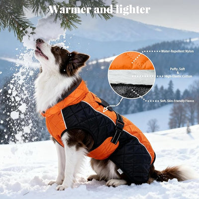 Dog Coat Dogs Jacket Waterproof Reflective Adjustable Dog-Winter Coats for Small/Medium/Large Dogs Dachshund Coat-(Orange, Large)