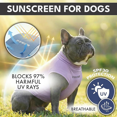 Spark Paws Sunblock Dog T-Shirt, SPF30 Protection, Lightweight Breathable Quick Dry for Dogs with Sensitive Skin - Purple & Peach (Set of 2) - 4XL