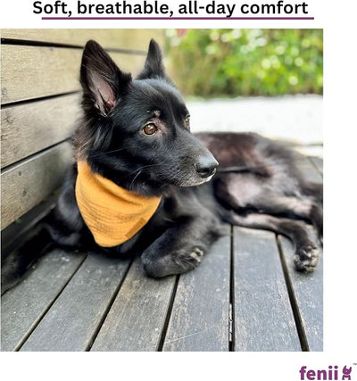 Premium Cotton Dog Bandanas - 2 Pack - Adjustable Fit - Washable - for Small, Medium & Large Breeds - Girl & Boy Dog Accessories - Multiple Sizes (Bumblebee Yellow & Pebble Gray, X-Large)