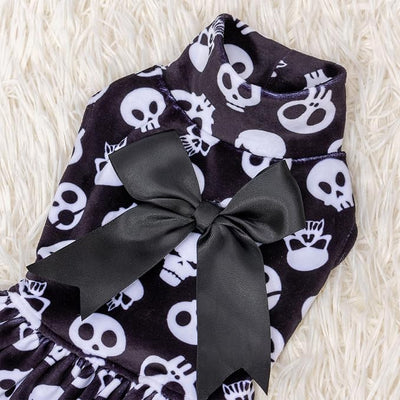 CuteBone Turtleneck Dog Velvet Dress Halloween Puppy Skirt Costume Pet Clothes Cat Apparel with Bow Hair Rope for Small Dogs CVD11XXS