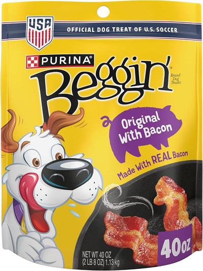 Purina Beggin' Strips Dog Treats, Original With Bacon Flavor - 40 oz. Pouch