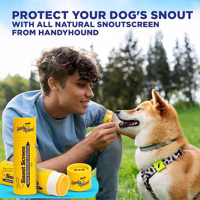 Handy Hound SnoutScreen Dog Sunscreen Balm for Nose & Paws - Lick-Safe Natural Sun Protection, No Zinc Oxide, Soothes Dry Cracked Skin, Made in USA, for Pink Noses & Light-Coated Dogs, 1 oz