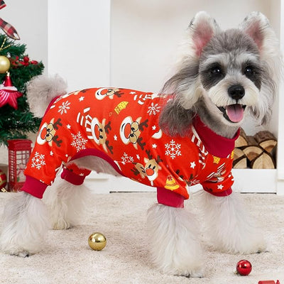 XPUDAC 4 Pack Christmas Dog Pajamas Comfy Dog Clothes for Small Medium Dogs Girl Boy Holiday Pet Outfit Puppy Onesie Cat Pjs Jammies, XS