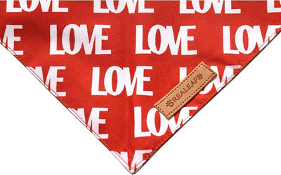 Realeaf Valentine's Day Dog Bandanas 2 Pack, Triangle Reversible Love Pet Scarf for Boy and Girl, Premium Durable Fabric, Holiday Mothers Day Bandana for Medium and Large Dogs (Large)