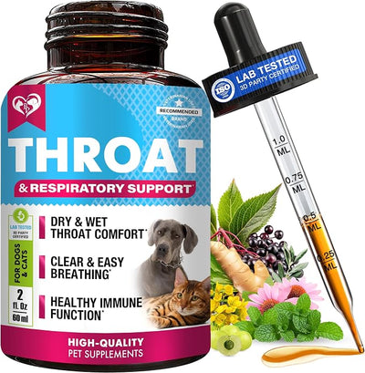 Kennel Cough Treatment & Natural Infection Medicine for Dogs & Cats - Respiratory & Cold Cough Relief - Collapse Trachea & Cat Asthma Support