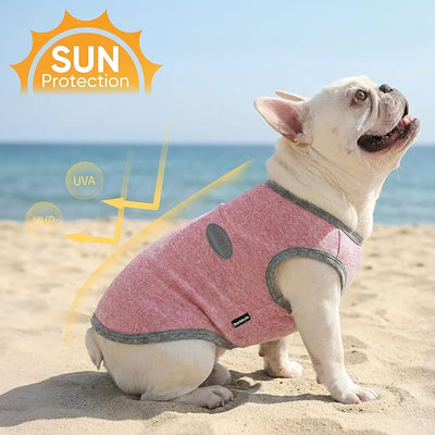 3 Pack Lightweight Sun Protection Dog Shirt Breathable Sleeveless Dog T Shirts Extra Soft Top Tank Dog Clothes for Outdoor Activities (Leather Pink + Light Blue + Light Pink, X-Small)